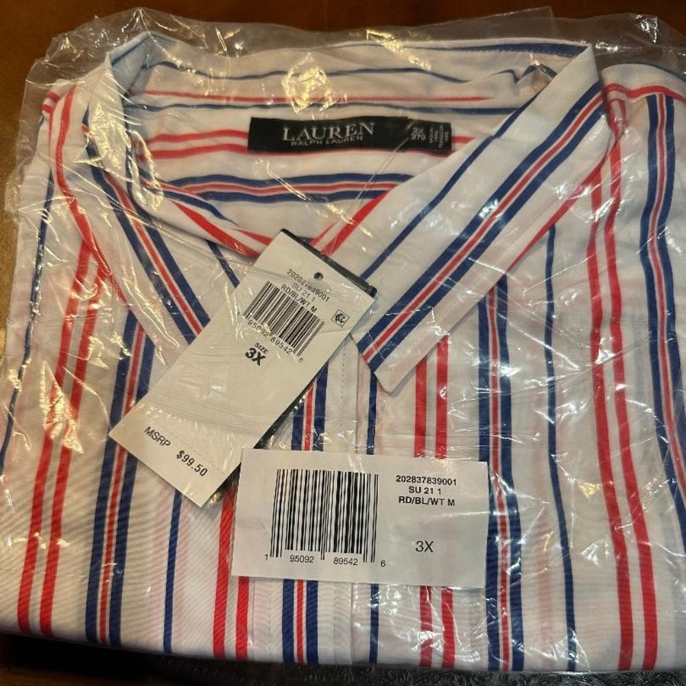 Women's Ralph Lauren RED, WHITE & BLUE Striped Blouse Size 3X New With Tags